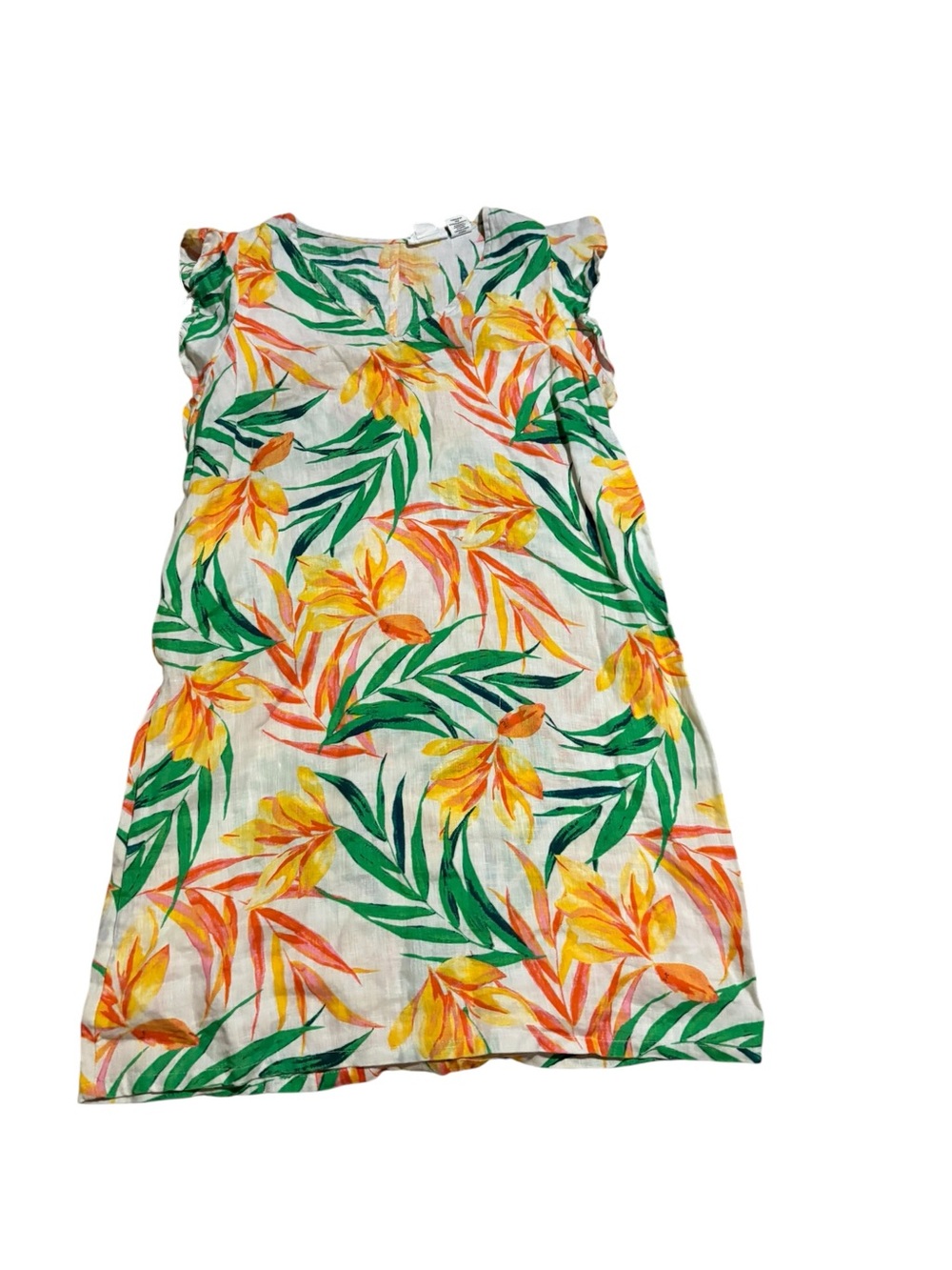 Nicole Miller New York 100% Linen Tropical Floral Shift Dress Small